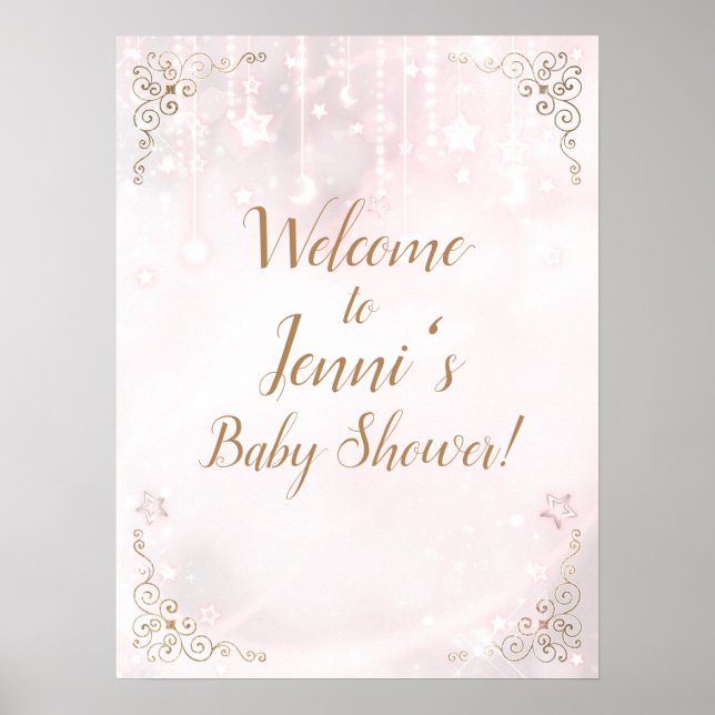 Twinkle little Star Rose Gold Baby Shower Poster (Front)