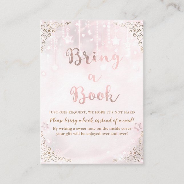 Twinkle little Star Rose Gold Bring a Book Baby Enclosure Card (Front)