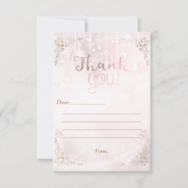 Twinkle little Star Rose Gold Shower Thank You Card (Front)
