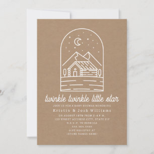 Twinkle Little Star Rustic Cardstock Baby Shower Invitation