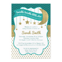 Twinkle Little Star Shower Invite, Faux Glitter Invitation