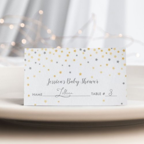Twinkle Little Star Shower Reception  Gray Place Card