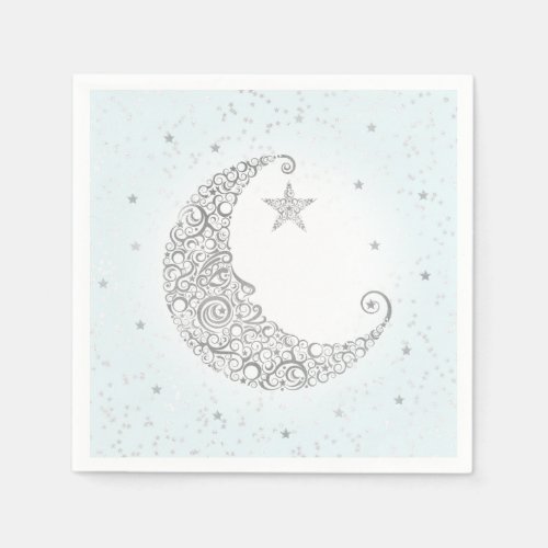 Twinkle Little Star Silver Moon Blue Napkin