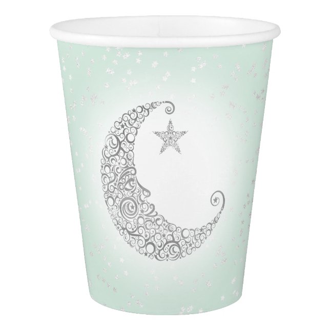 Twinkle Little Star Silver Moon Mint Paper Cup (Front)