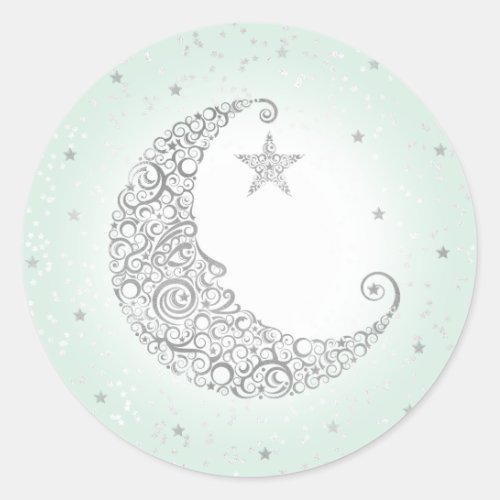 Twinkle Little Star Silver Moon Sticker Mint