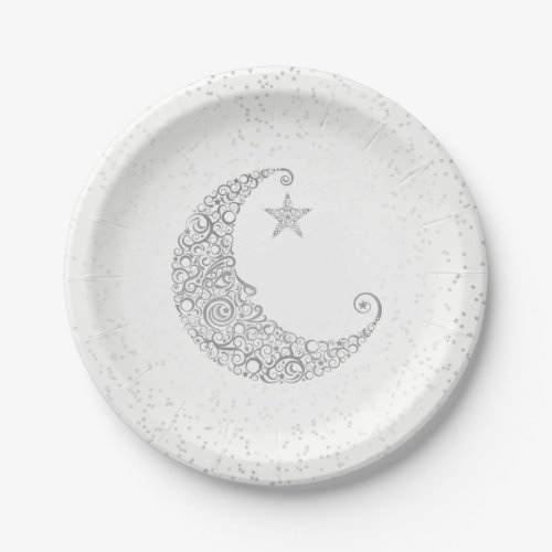 Twinkle Little Star Silver Moon White Paper Plates