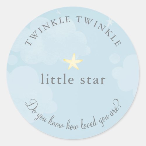 Twinkle Little Star Sky Blue Baby Shower Classic Round Sticker