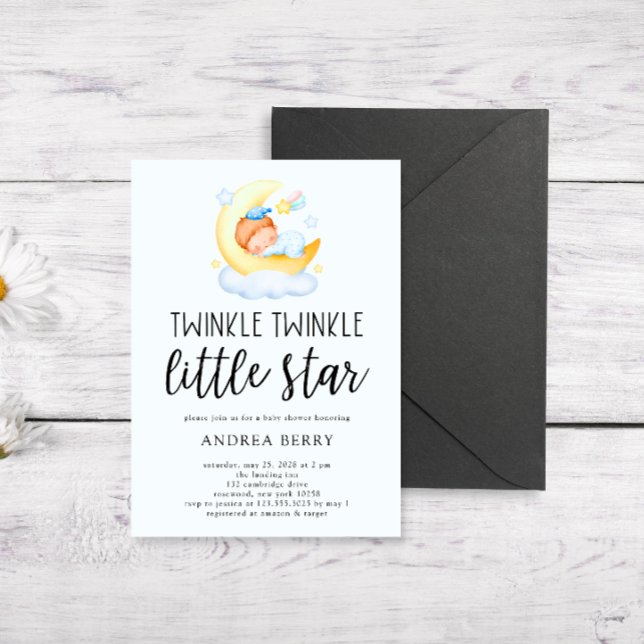 Twinkle Little Star Sleeping Baby Shower Invitation (Creator Uploaded)