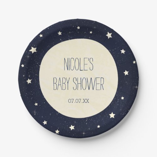 Twinkle Little Star Starry Sky Baby Shower Paper Plates