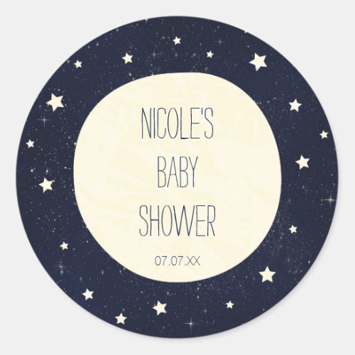 Twinkle Little Star Starry Sky  Moon Baby Shower Classic Round Sticker