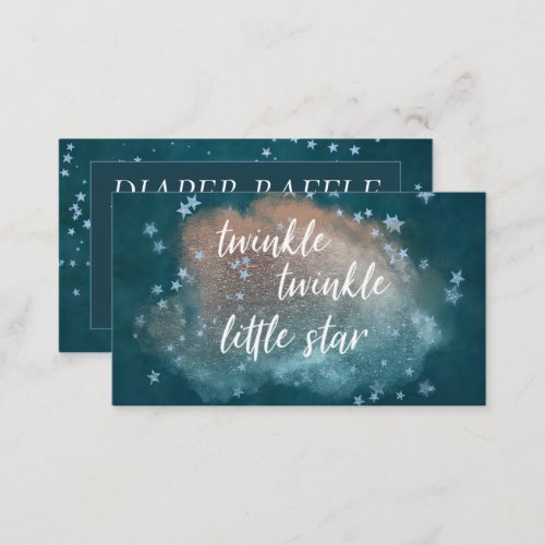 Twinkle Little Star  Teal Copper Diaper Raffle Enclosure Card