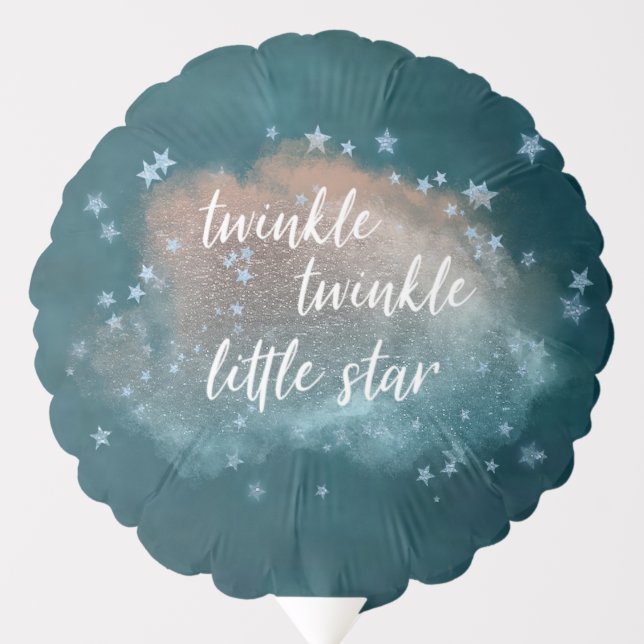 Twinkle Little Star | Teal Green and Taupe Brown Balloon (Front)