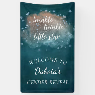 Twinkle Little Star Teal Green and Taupe Brown Banner