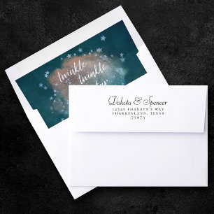 Twinkle Little Star Teal Green and Taupe Brown Envelope Liner