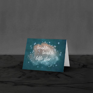 Twinkle Little Star Teal Green and Taupe Photo Thank You Card