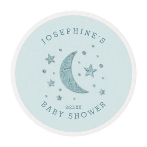 Twinkle Little Star Theme Mint Baby Shower Edible Frosting Rounds