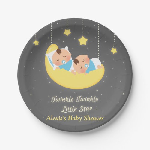 Twinkle Little Star Twin Baby Boys Party Plates