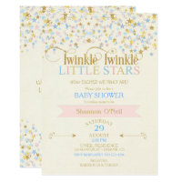 Twinkle Little Star Twins Baby Shower Pink & Blue Card