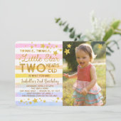 Twinkle Little Star TWO 2nd Birthday Invitation (Standing Front)