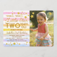 Twinkle Little Star TWO 2nd Birthday Invitation