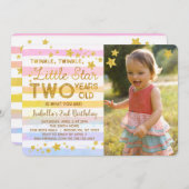 Twinkle Little Star TWO 2nd Birthday Invitation (Front/Back)