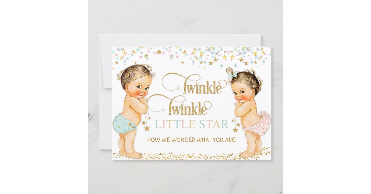 Twinkle Little Star Vintage Baby Gender Neutral Invitation Zazzle Com