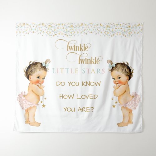 Twinkle Little Star Vintage Baby Twin Girls Tapestry