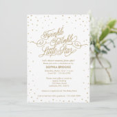 Twinkle Little Star Virtual Gold White Baby Shower Invitation (Standing Front)