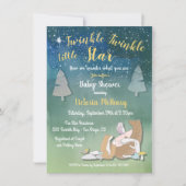 Twinkle little star watercolor animals baby shower invitation (Front)