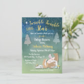 Twinkle little star watercolor animals baby shower invitation (Standing Front)