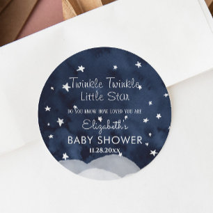 Twinkle Little Star Whimsical Baby Shower Classic Round Sticker