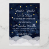 Twinkle Little Star Whimsical Baby Shower  Foil Invitation (Front)