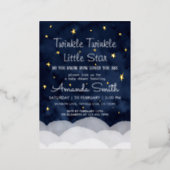 Twinkle Little Star Whimsical Baby Shower  Foil Invitation (Standing Front)