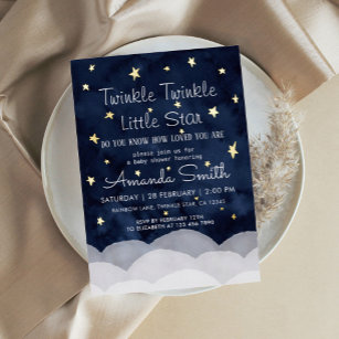 Twinkle Little Star Whimsical Baby Shower  Foil Invitation