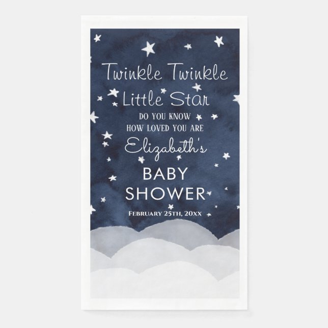Twinkle Little Star Whimsical Baby Shower  Paper G Guest Towels (Front)