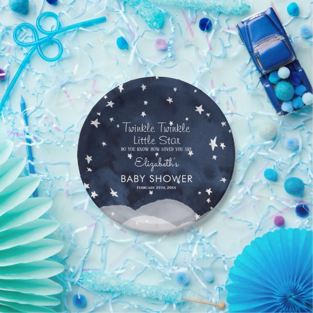 Twinkle Little Star Whimsical Baby Shower Paper Pl Paper Plates (Party)