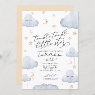 Twinkle Little Star Yellow Blue Baby Shower Invitation