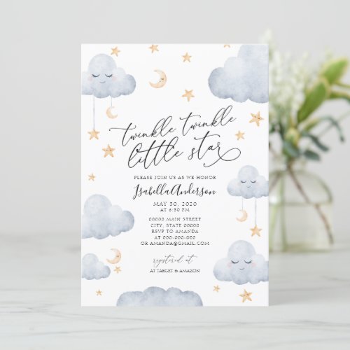 Twinkle Little Star Yellow Neutral Baby Shower Invitation