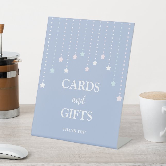Twinkle Little Stars Baby Shower Cards and Gifts Pedestal Sign (In SItu)