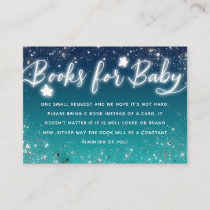 Twinkle Little Stars Blue Baby Shower Book Request Enclosure Card