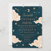 Twinkle Little Stars Cute Moon 1st Birthday