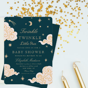 Twinkle Little Stars Cute Moon Baby Shower Invitation
