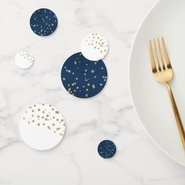 Twinkle Little Stars Gold Blue White Baby Shower Confetti (Group)