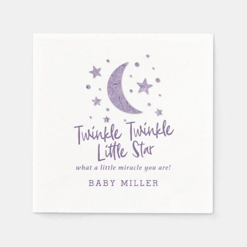 Twinkle Little Stars Lavender Baby Shower Napkins