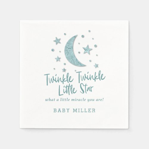Twinkle Little Stars Mint Baby Shower Napkins