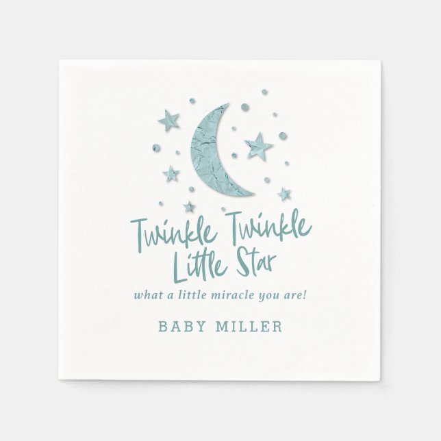 Twinkle Little Stars Mint Baby Shower Napkins (Front)