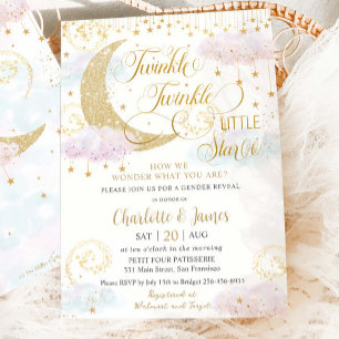 Twinkle Little Stars Pink Gender Reveal Shower Invitation