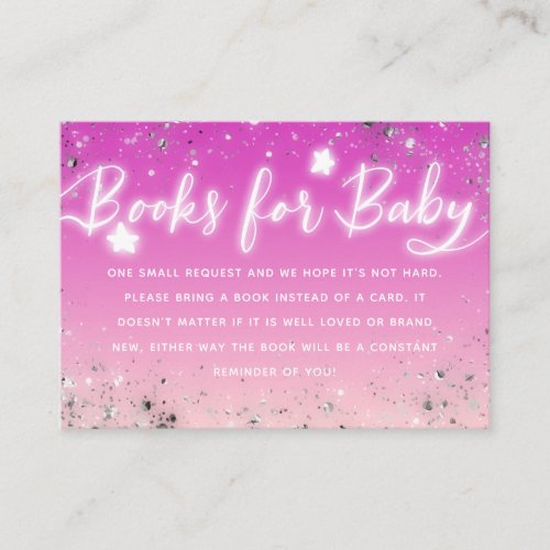 Twinkle Little Stars Pink Girl Shower Book Request Enclosure Card