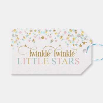Twinkle Little Stars Twins Baby Shower Any Color Gift Tags by nawnibelles at Zazzle
