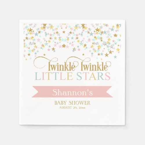 Twinkle Little Stars Twins Baby Shower Any Color Paper Napkins